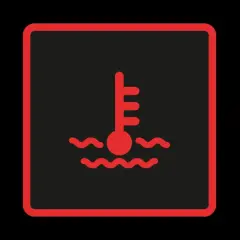 Symbole de température moteur : le voyant liquide de refroidissement s'allume, indiquant une surchauffe.