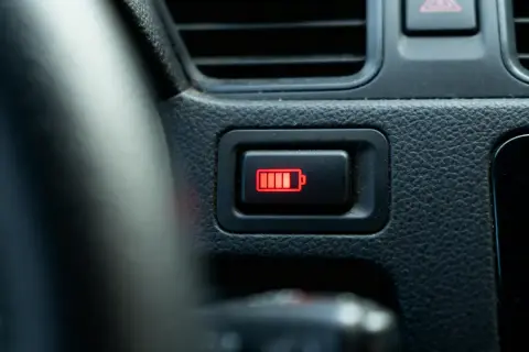 Voyant batterie allumé avec batterie neuve, prêt à démarrer.