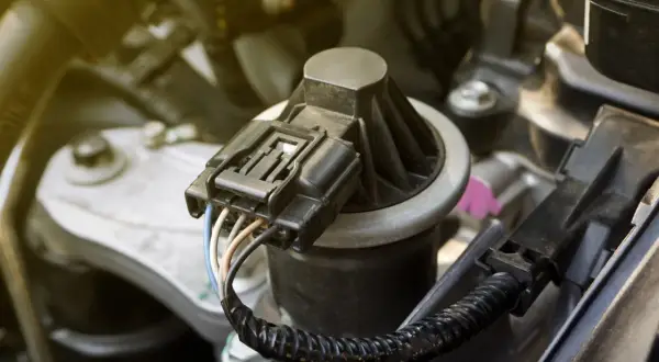 Détail d'un connecteur de vanne EGR sur un moteur. Une modification pour supprimer la vanne EGR du calculateur peut être envisagée.