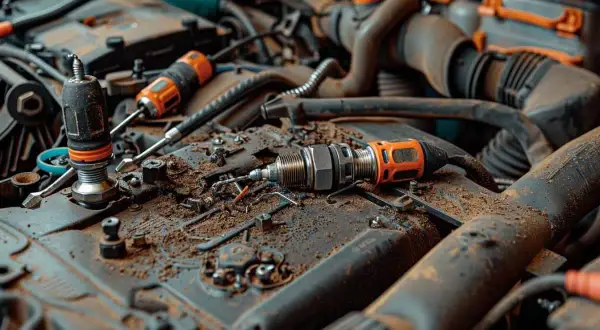 Moteur encrassé, outils et bougie de préchauffage HS. Difficile de rouler avec ça !