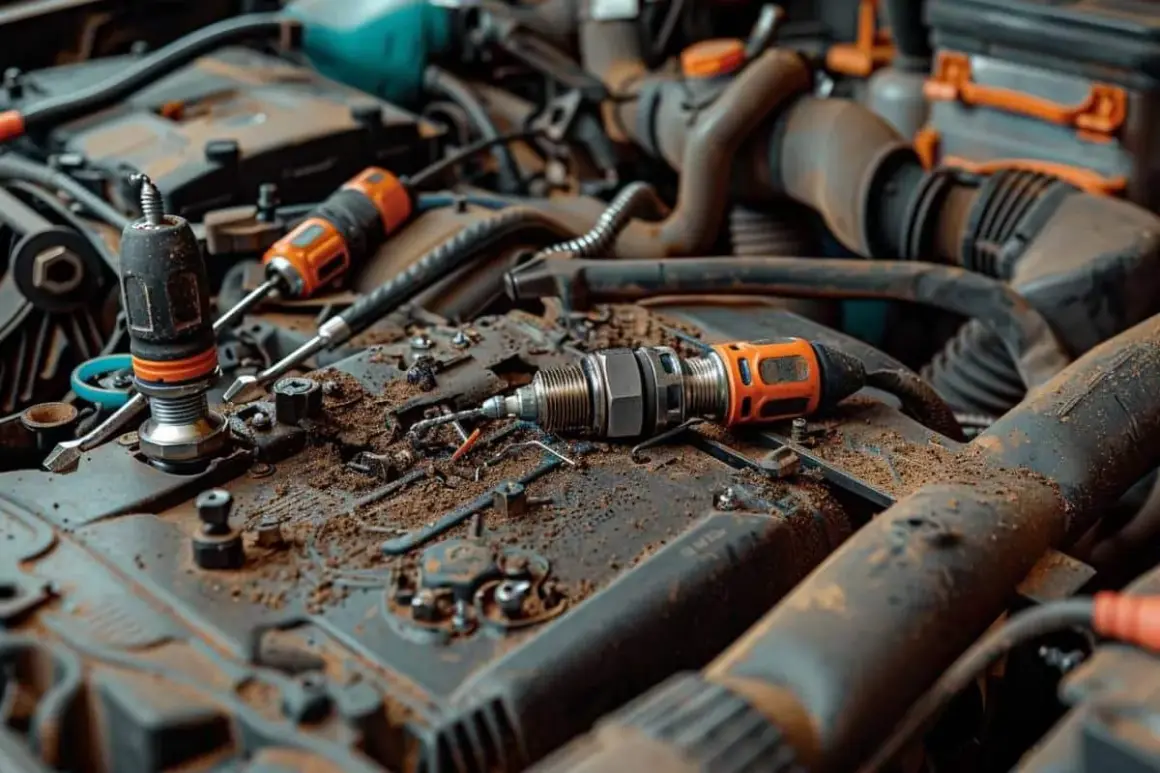 Moteur encrassé, outils et bougie de préchauffage HS. Difficile de rouler avec ça !