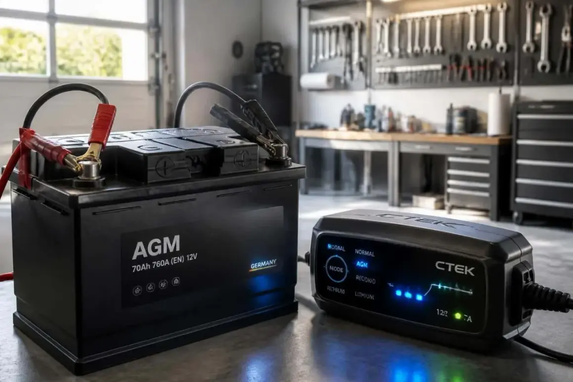 Une batterie de voiture AGM est connectée à un chargeur CTEK. La question est : peut-on charger une batterie de voiture sans la débrancher ?