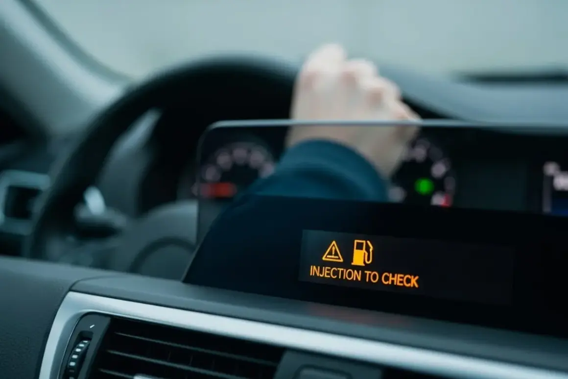 Tableau de bord d'une voiture avec un voyant orange "INJECTION TO CHECK". Peut-on rouler avec ce message ?
