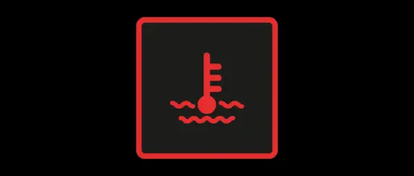 Symbole de température moteur : le voyant liquide de refroidissement s'allume, indiquant une surchauffe.