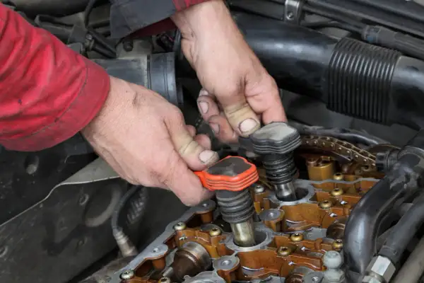 Mains d'un mécanicien retirant une bobine d'allumage. Faut-il changer les 4 bobines d'allumage ?