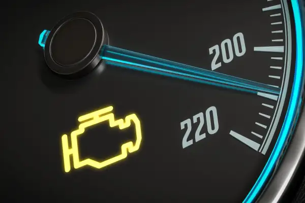 Le voyant moteur s'allume et s'éteint sur le tableau de bord, signalant un problème potentiel.